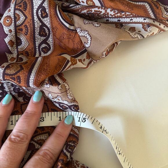 PLENTY by Tracy Reese | Boho Silk Brown Paisley Midi Dress | Size Extra Small - Picture 10 of 10